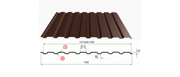 Профнастил коричневый оцинкованный  RAL 8017 С-20 купить недорого в Успенском