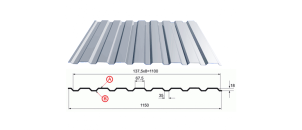 Профнастил оцинкованный С-20 1100x2500 купить недорого в Успенском